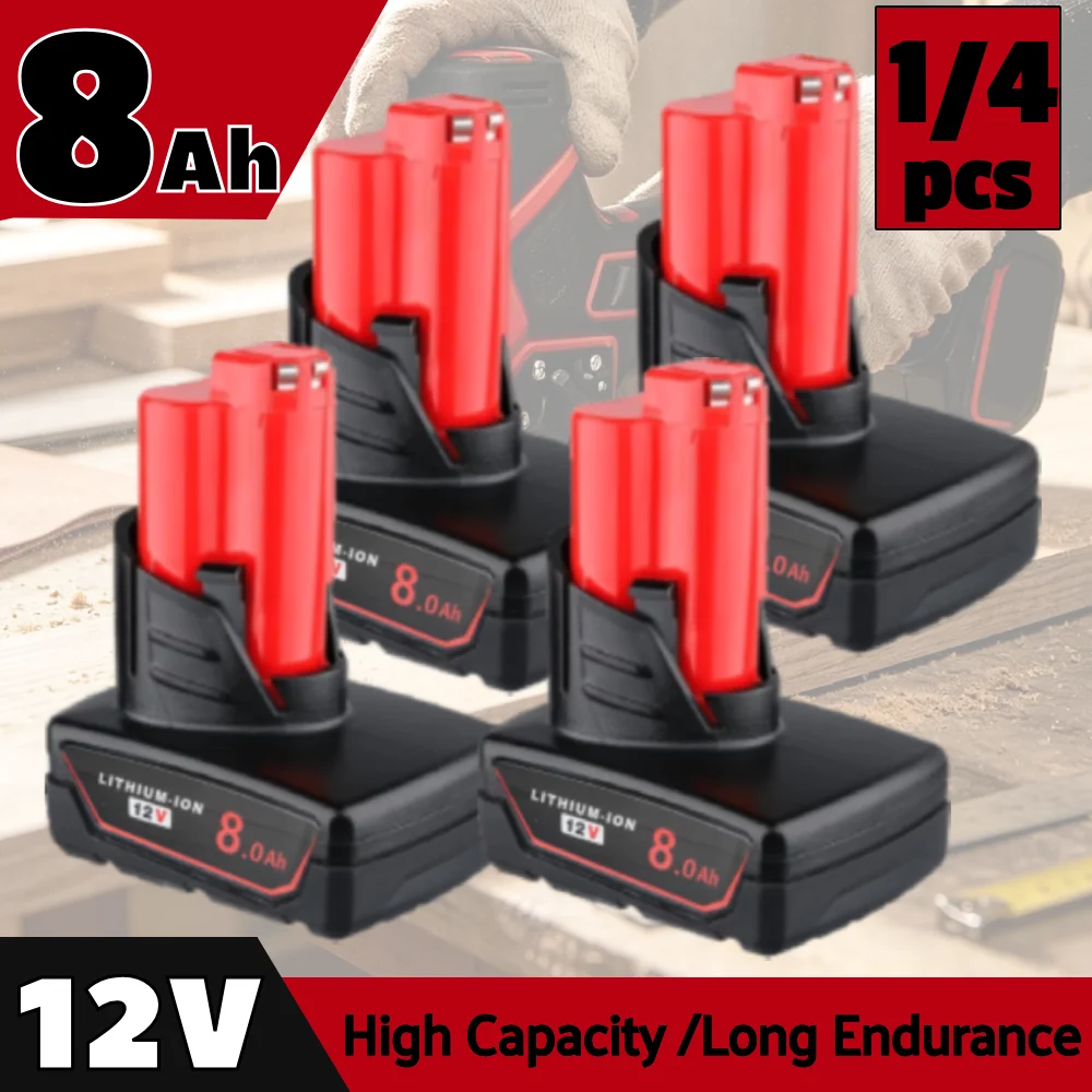 8.0Ah 12V Lithium-Ionen-Batterie Werkzeuge wiederaufladbare Batterie für Milwaukee M12 Schlagschlüssel Elektrowerkzeuge