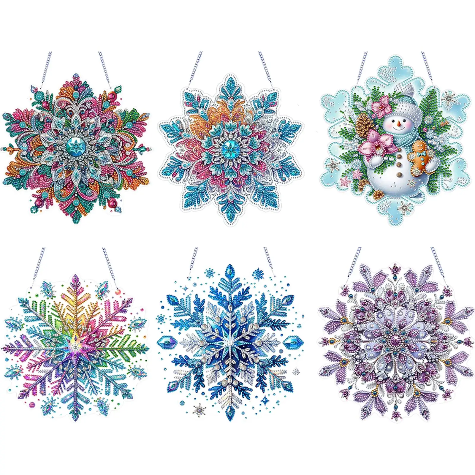 

Winter Snowflake 2D Flat DIY Rhinestone Diamond Art Window Pendants Diamond Painting Set Special Shape Wall Door Decoration