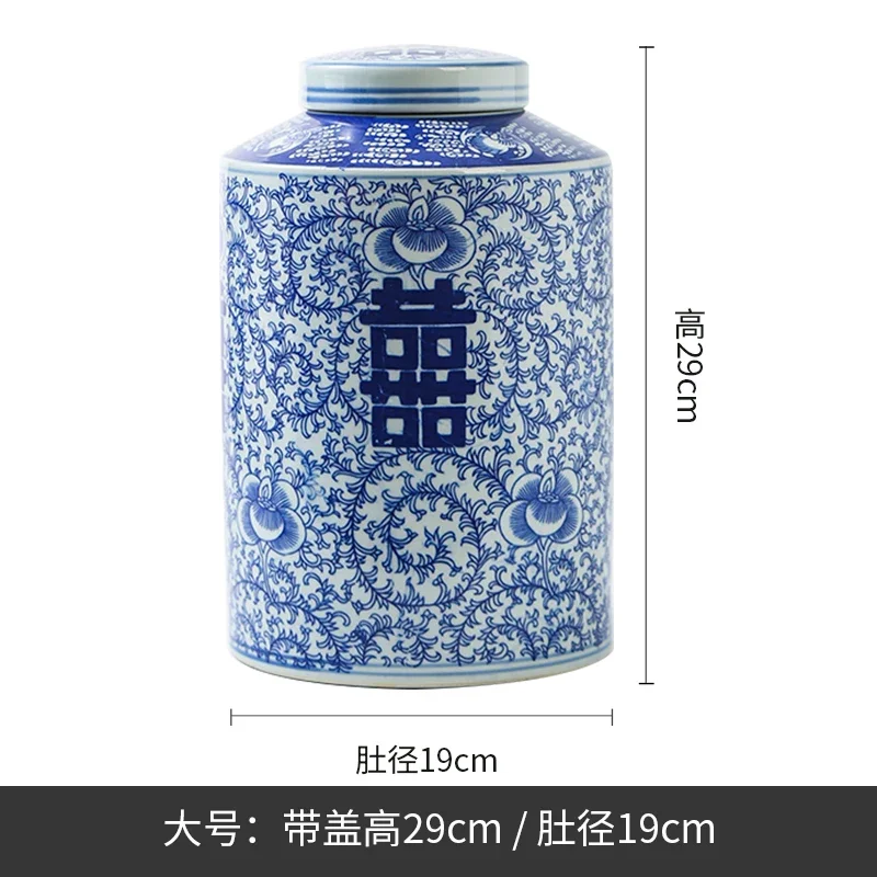 Cylindrical Basket Flower Winding Vase Ceramic Sealed Storage Jar Blue and White Porcelain Countertop Vase Decoration Jar Gifts