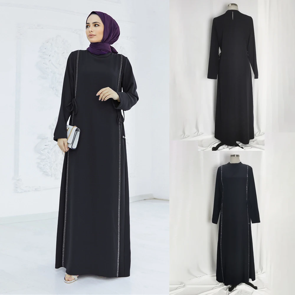 RIMAIRE Black Muslim Abaya Islamic Abayas Women Dresses 2024 New Modest Clothing luxury Dubai Abaya Summer Muslim Dress