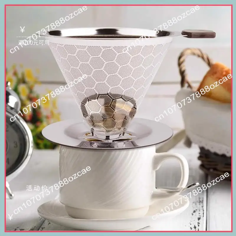 A26P 커피 필터 드리퍼에 붓는 재사용 가능한 스테인레스 스틸 드립 커피 메이커 콘 커피 메쉬 필터 1-4 컵