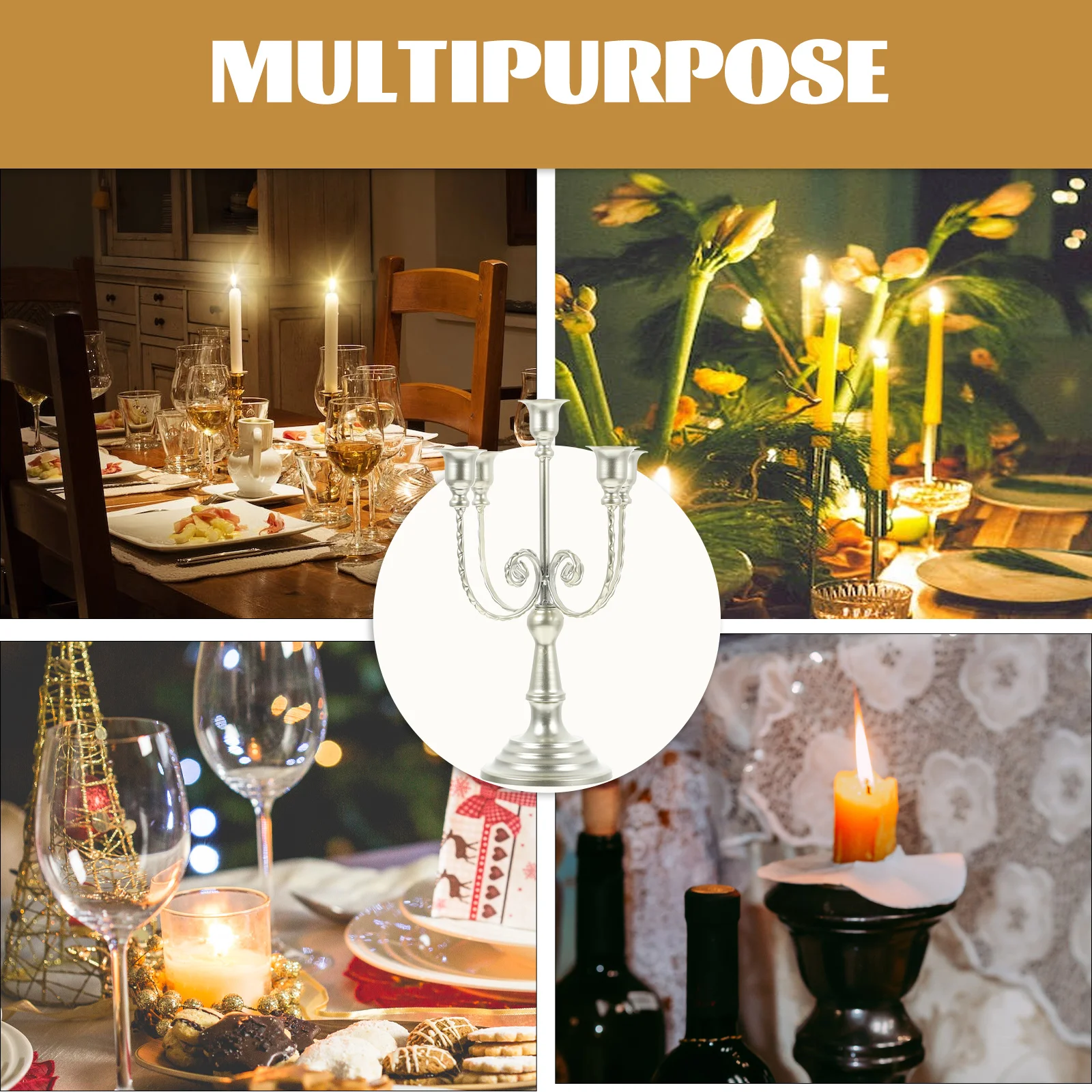 

Multi-Branches Metal Stand European Style Vintage Iron Candelabrum Romantic Candleholder Fireplace Desktop Ornament