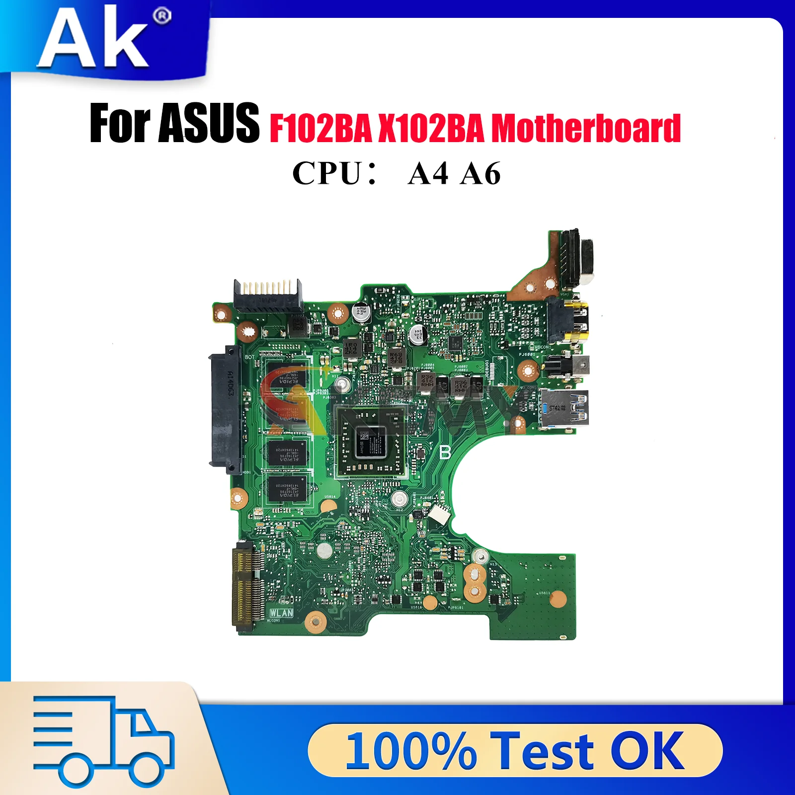 Płyta główna do laptopa X102BA ASUS VivoBook X102B X102BA F102BA z procesorem A4 A6, 100% przetestowana, sprawna, szybka wysyłka