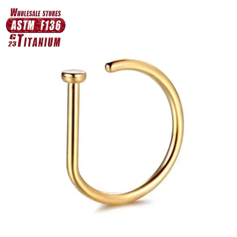 Titanium Piercing Nose Ring D-shaped Tragus Stud Hoop