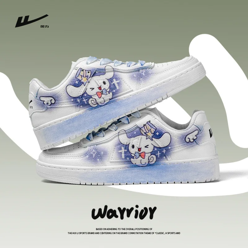 Fashion Sanrio Cinnamoroll Women's Shoe Ins Cartoon Graffiti White Sneakers Kawaii New Hand-Painted Versatile Thick Sole Shoes