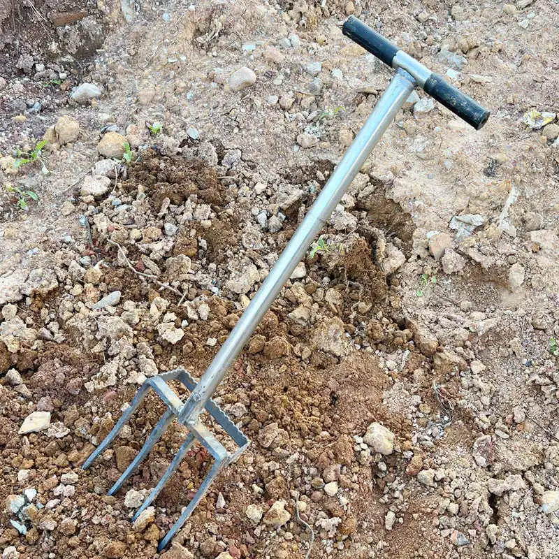Agricultural deep turning fork to turn the ground and loosen the soil artifact Artificial soil reclamation rake