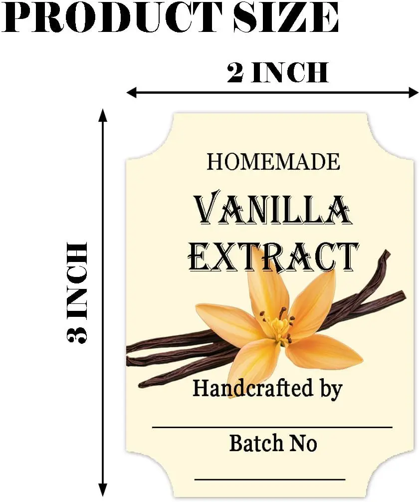 40 Pcs Vanilla Extract Labels 2 * 3 Inch Handmade Vanilla Extract Stickers for Homemade Vanilla Honeys