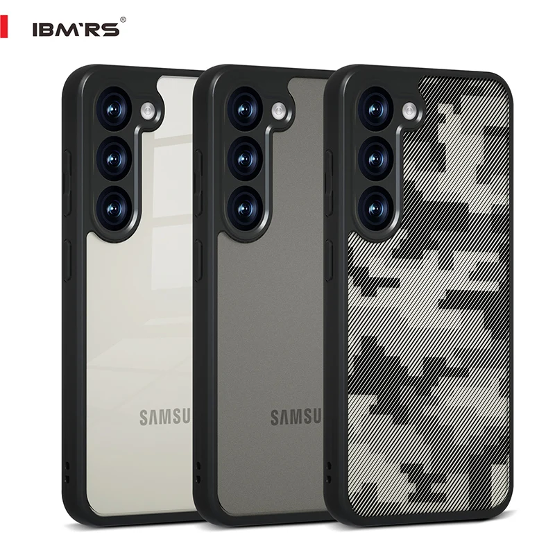 IBMRS for Samsung Galaxy S23 Case,Camouflage Hard Back Airbag Shockproof Back Transparent Cover Camera Screen Protection Case