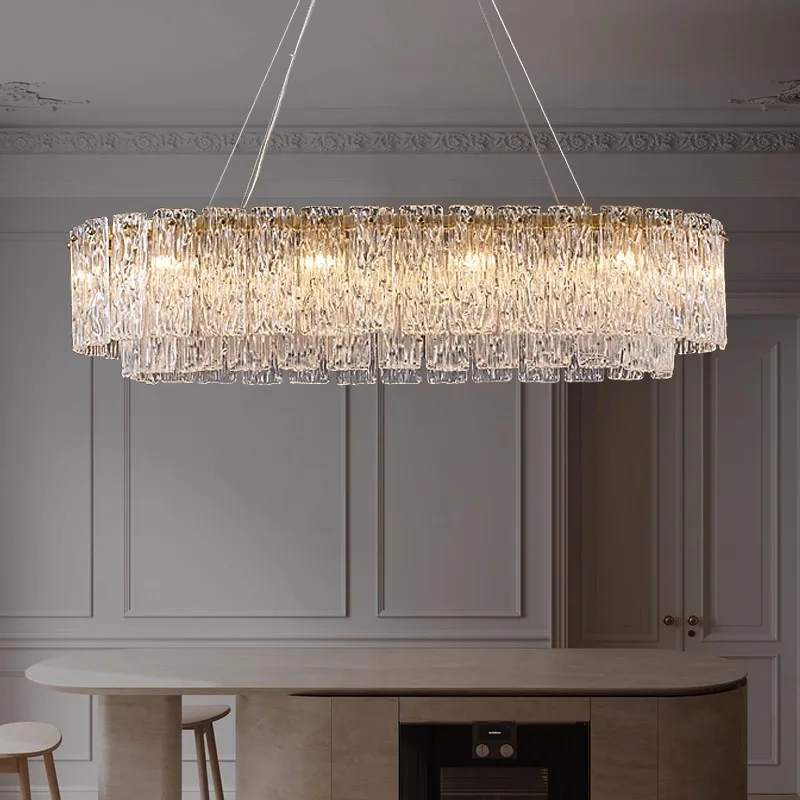 

Водяная рябь, хрустальное стекло, овальные люстры, подвесной светильник для столовой, кухни, острова, бара, декор, подвесной подвесной светильник