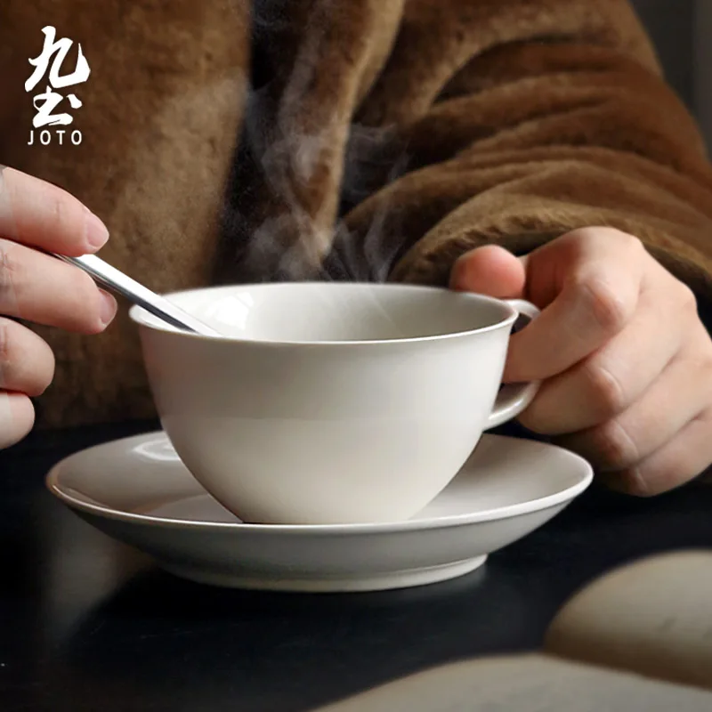 

JOTO Great Gift Idea Exquisite Craftsmanship Japanese Wood Ash Glazed Coffee Cup and Saucer CFR0120