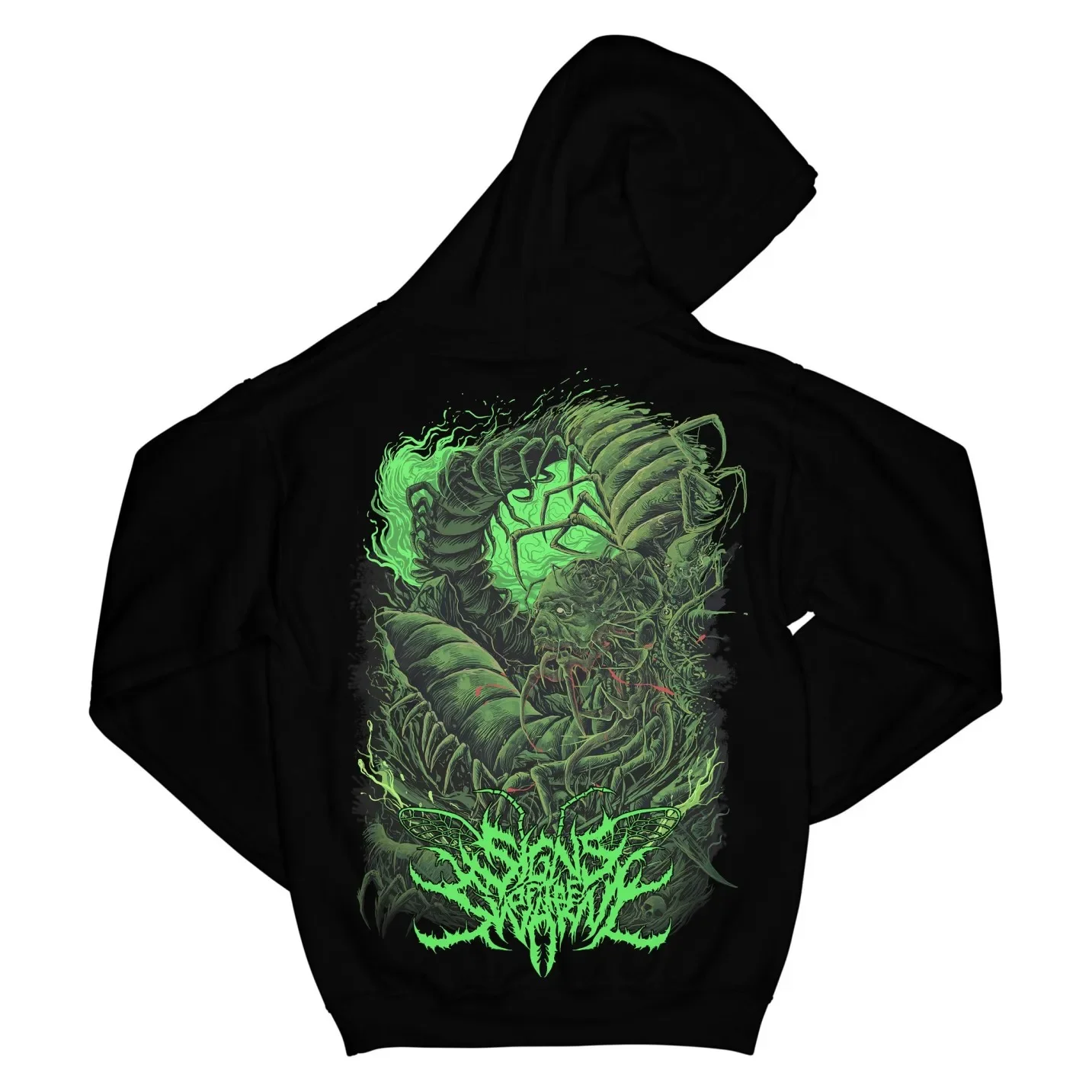 Signs of The Swarm Humanoid Worm Printed Hoodie Sweatshirts Hip Hop Streetwear Hooded Tops Vintage Hoody Clothes