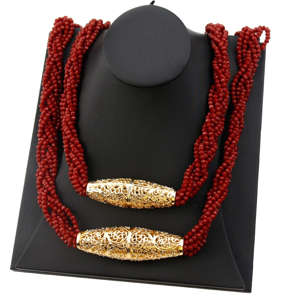 Sunspicems Elegent Algeria Morocco Caftan Jewelry 2 Layers Natural Stone Beads Necklace For Women Arab Bride Wedding Bijoux Gift