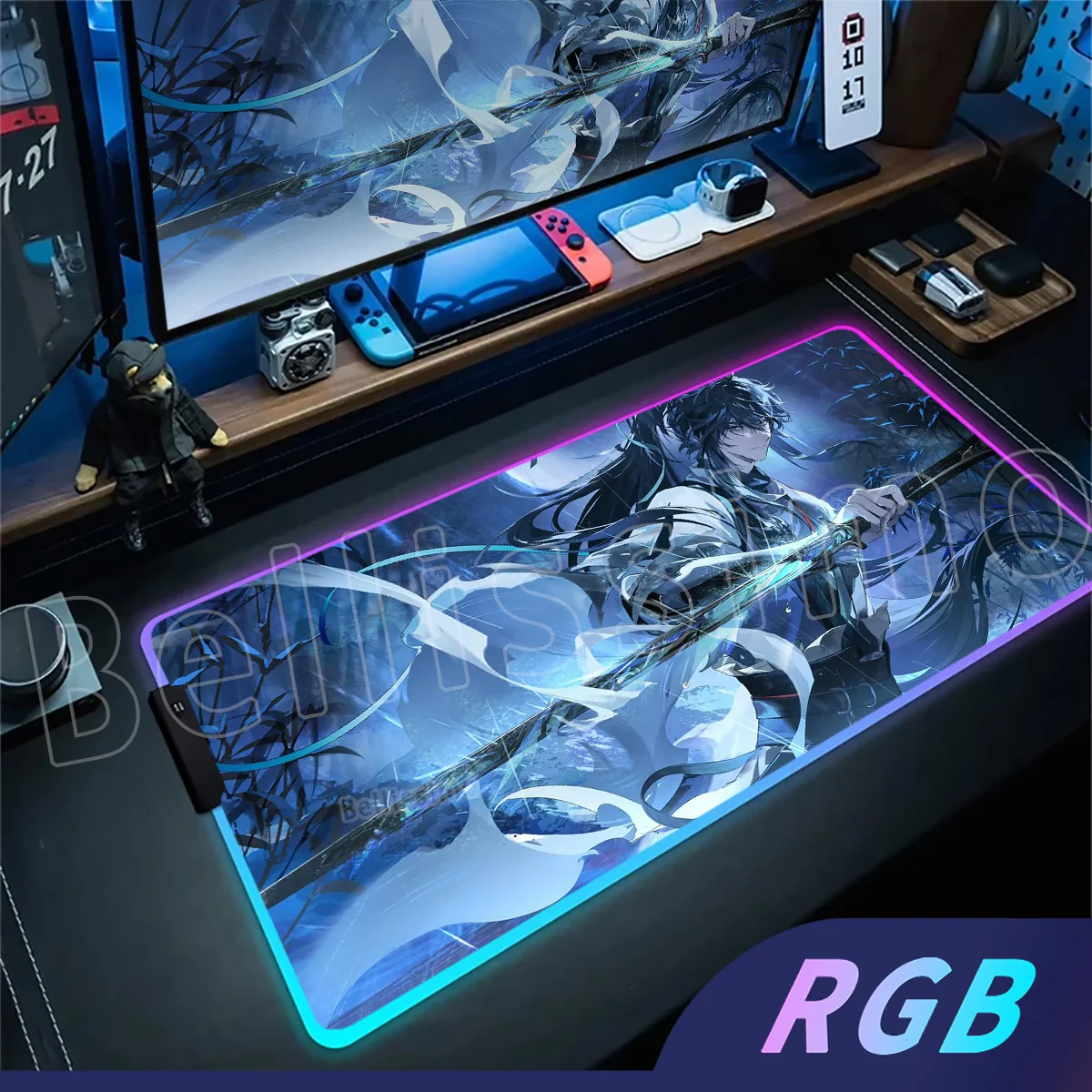 كول QiuYuan Wuthering موجات ماوس الوسادة ألعاب ملحقات الكمبيوتر لوحة المفاتيح RGB LED الجدول حصيرة وسادة شركة الألعاب مكتب للحاسوب شخصي الحصير #2