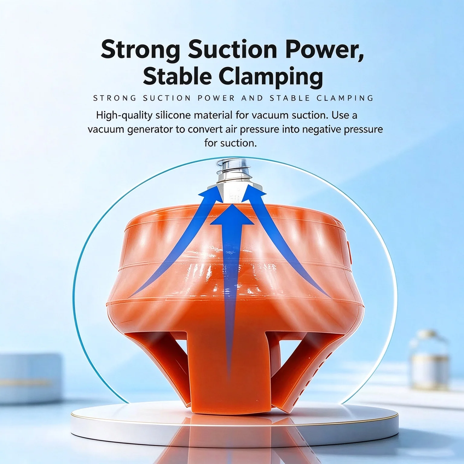 Z2D Series 2-Finger Pneumatic Gripper, 0-95mm, Silicone Suction Cup with Buckle/Hook for Injection Molding Robot