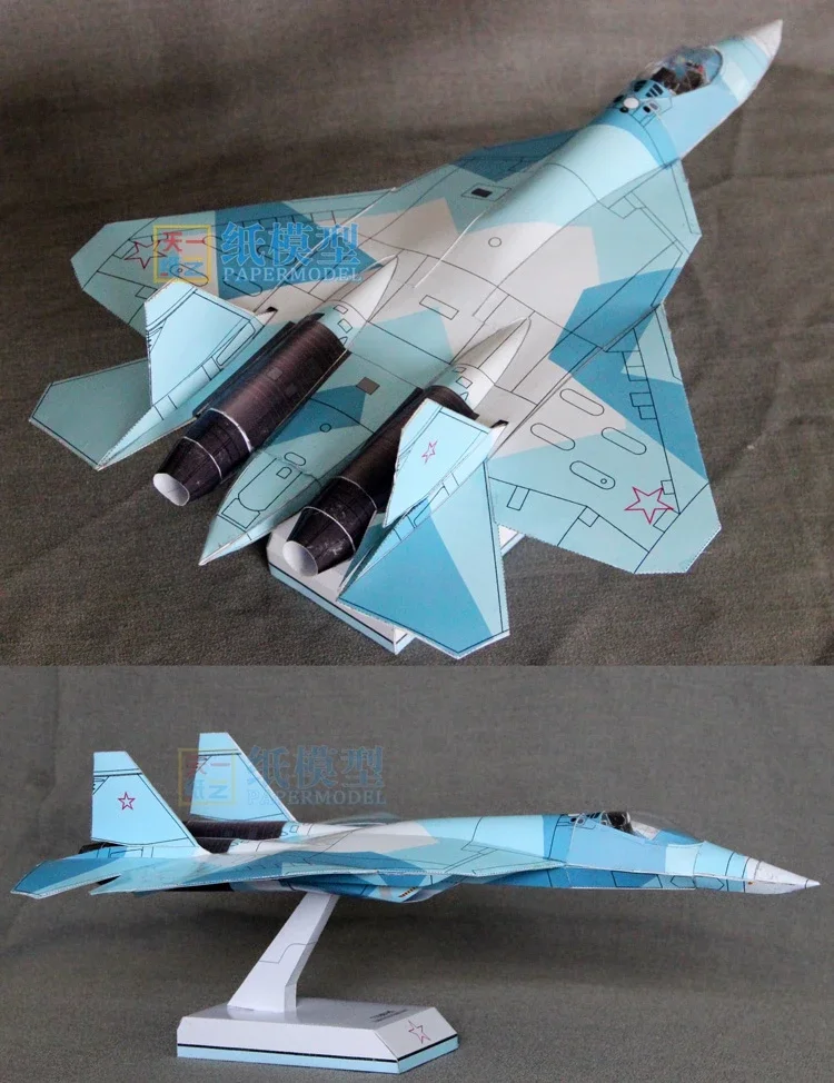 Russian T50 Stealth Fighter Paper Model Puzzle Hand-made Aviation Military Toy DIY Origami Non-finished Product