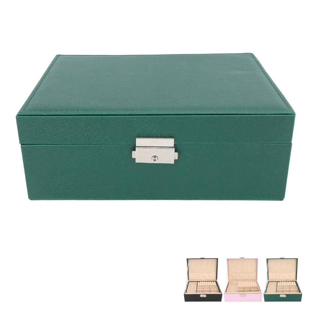 

Jewelry Display Double Layer Jewelry Box PU Leather Earring Holder Displays Box Double Storage Packaging Fashion Accessories