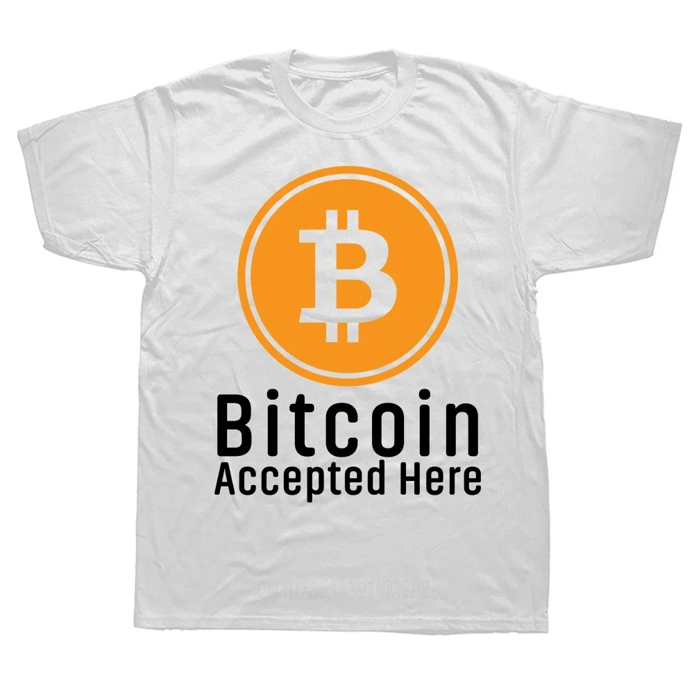 Men's Bitcoin Accepted Here BTC T Shirt Crypto Currency Cryptocurrency Cotton Clothes Summer T-Shirts Men Short Sleeve Euro Size