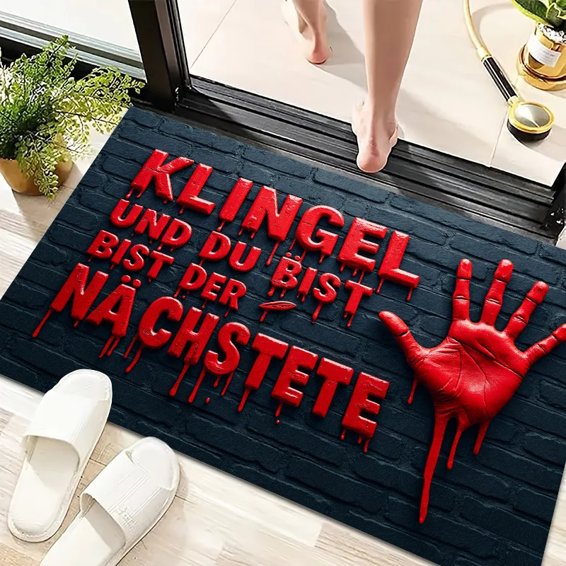 1pc of Velvet Welcome Mat with a Weight of 850G/M², Featuring a Halloween-Themed Design with Creative 3D Letters And Handprint
