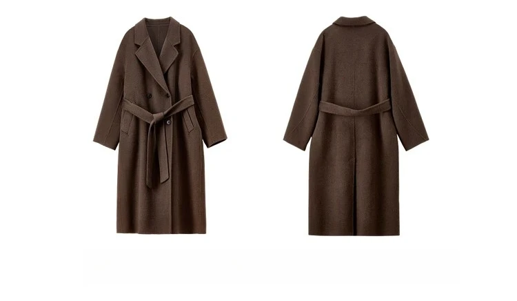 SENTUBILA Damen-Wintermantel aus Wolle mit Doppelreiher, Damen-Oberbekleidung 2026, Business-Mantel für Pendler, mittellanger Mantel mit Gürtel W54OA8781 – Detail 36