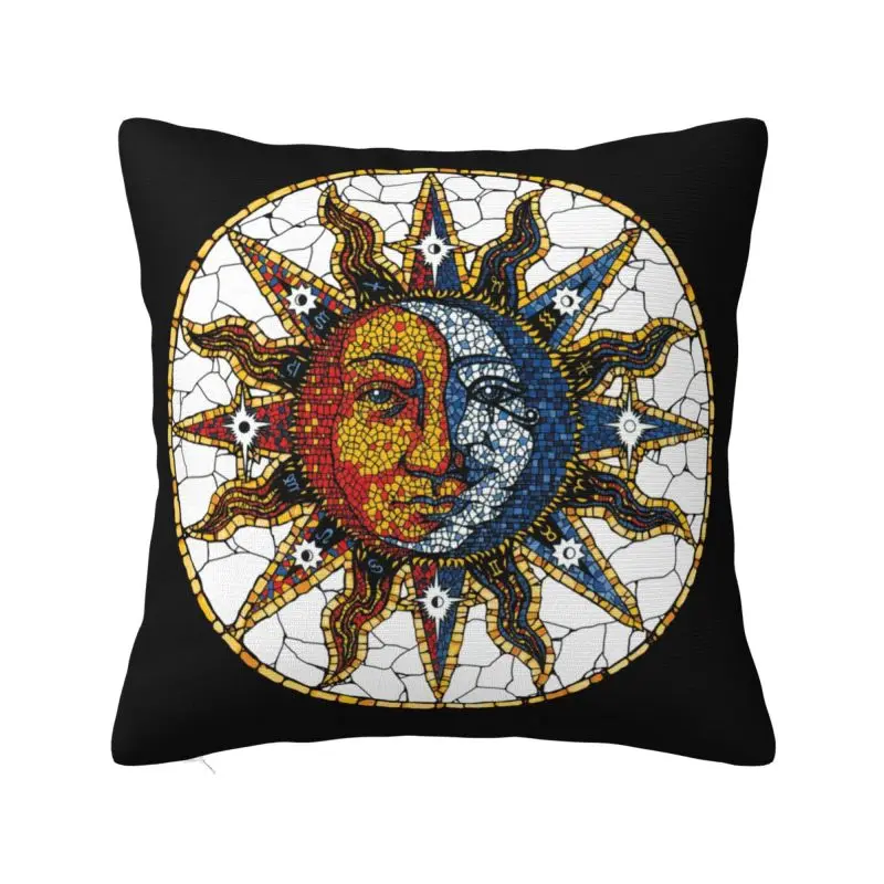 Custom Modern Celestial Mosaic Sun And Moon Coaster Sofa Cushion Cover Velvet Throw Pillow Case