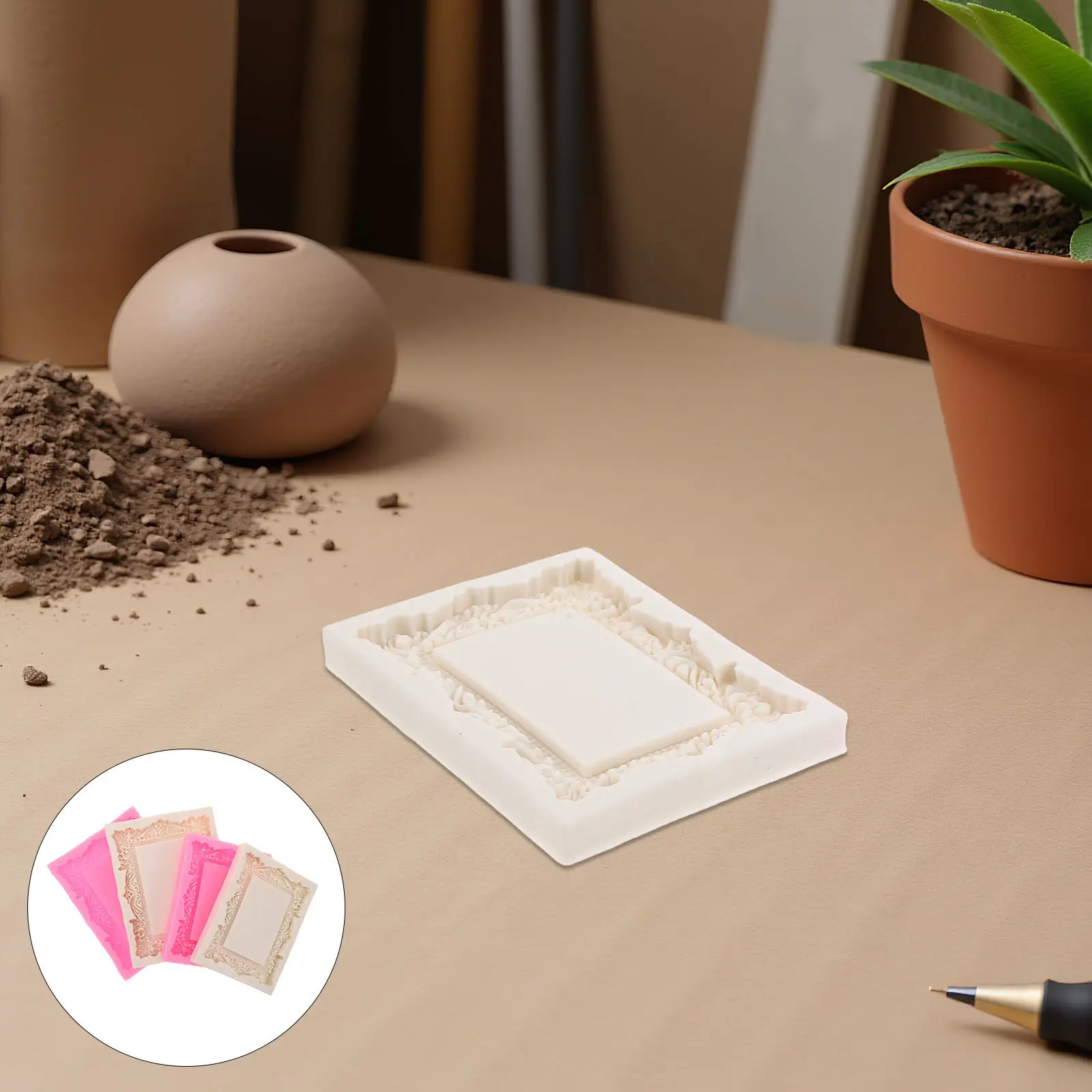 

4Pcs Vintage Picture Frame Silicone Molds Totem Embossed Fondant Chocolate Candy Craft Mold for Wedding Cake Decorating Large