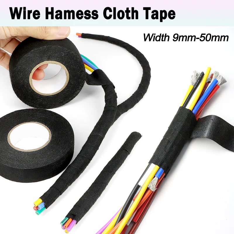 15M/Roll Adhesive Cloth Fabric Electrical Tapes 9mm - 50mm For Auto Car Wiring Cable Wire Harness Bundle Wrap Organize Tape