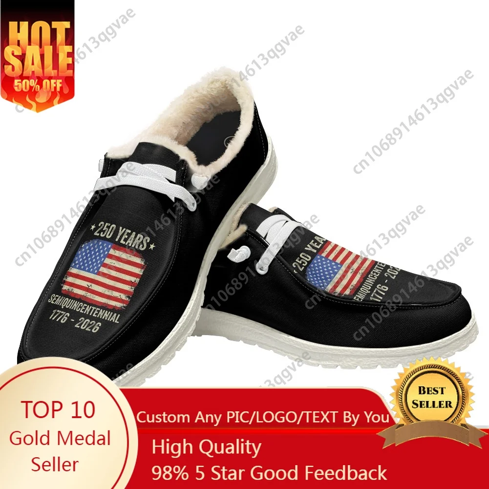 

America 250 Anniversary Casual Shoes Plush Flat Shoe Men Woman Breathable Outdoor Lightweight Footwear Custom Shoe