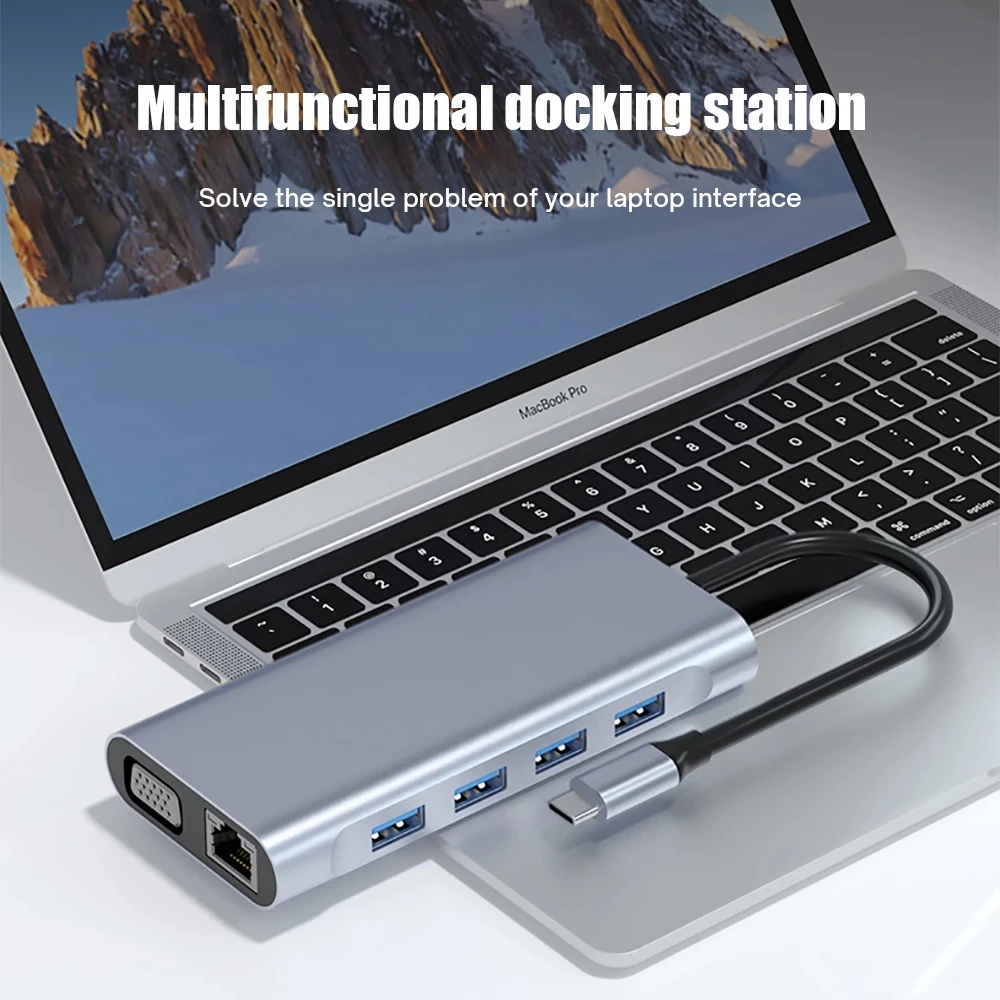 Multiport 11 In 1 Type C docking station USB-C Hub Adapter Laptop docking station