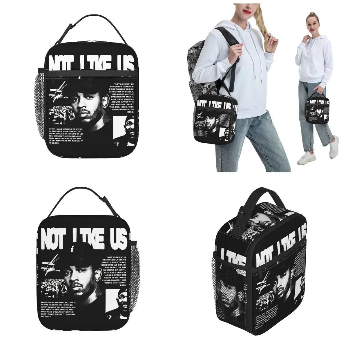 Lunch Boxes KENDRICK LAMAR NOT LIKE US Dark Accessories hip hop Storage Food Box INS Trendy Cooler Thermal Bento Box For Office