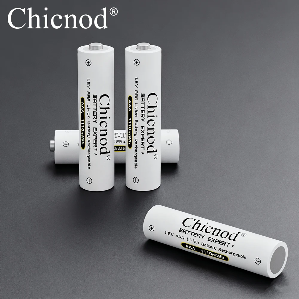 CHICNOD AAA بطاريات قابلة للشحن 1.5 فولت 1100mWh بطارية ليثيوم أيون للتحكم عن بعد ماوس لعبة كهربائية كاميرا بطارية ليثيوم aaa