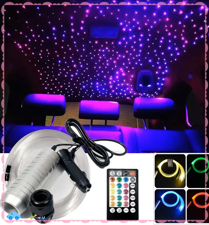 

car Optic Lighting Smart 12vd 6w Fiber Light engine RF control Cable Starry Effect Ceiling room Lights lamp LED Bluetooth signal