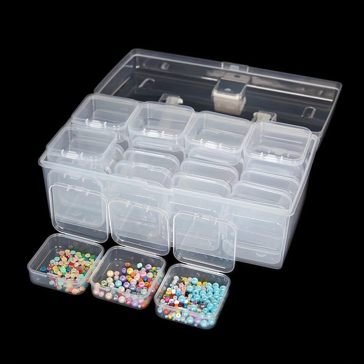 32 Grids Transparent Plastic Storage Box Multifunctional Diamond Painting Nail Art Beads Container Large Capacity Handheld Boxes