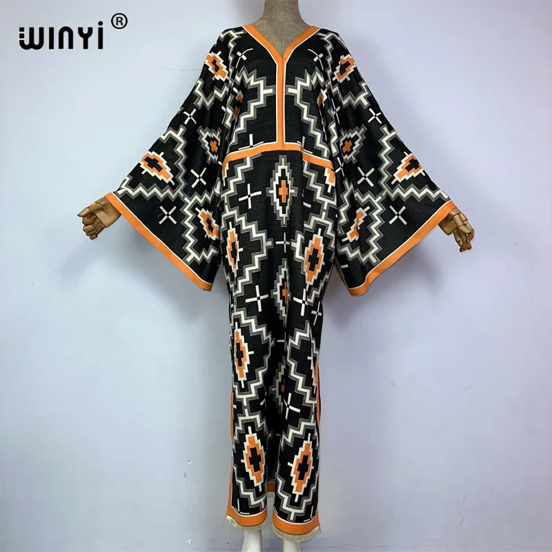 WINYI winter dress Comfort Warm fashion kaftan Holiday dress Elegant Africa Women Boho party winter clothes for women long dress