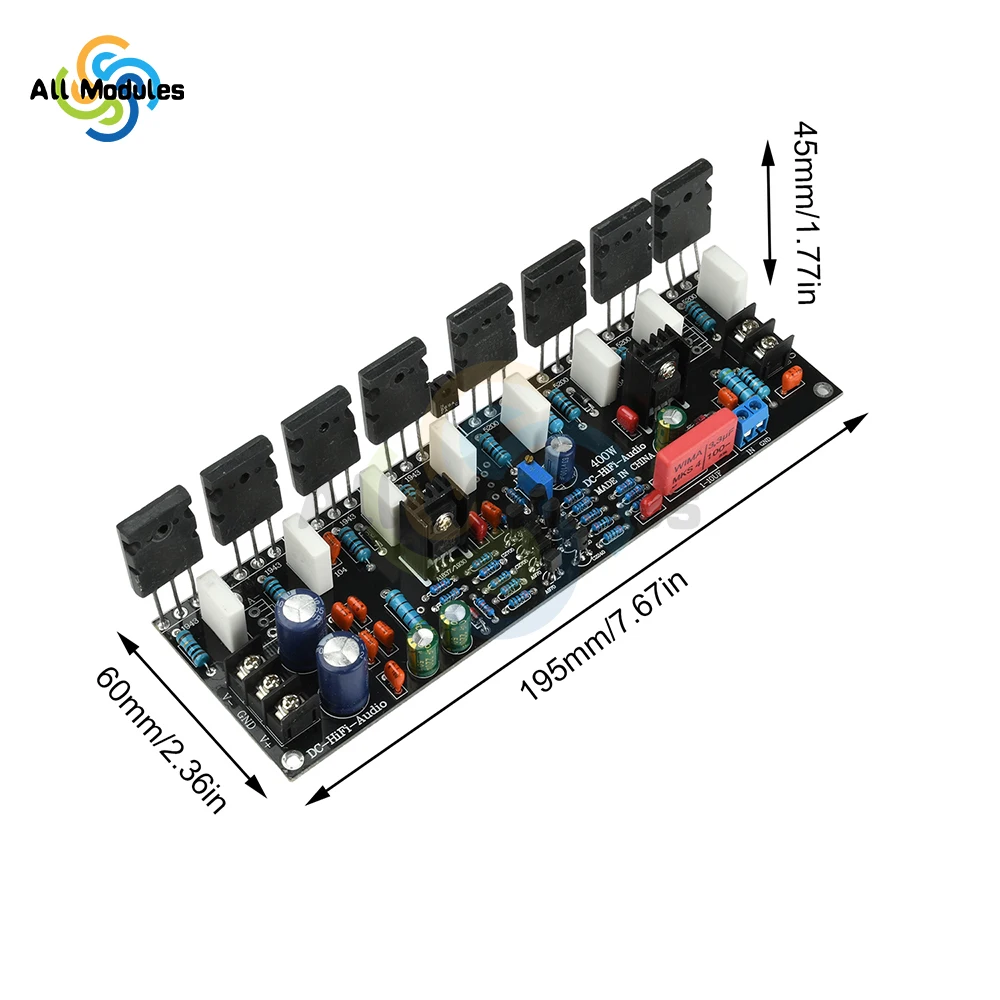 تيار مستمر 20 فولت-90 فولت ترقية 400 واط قناة واحدة مكبر كهربائي 1943 + 5200 الترانزستور عالية الطاقة وحدة الصوت أمبير