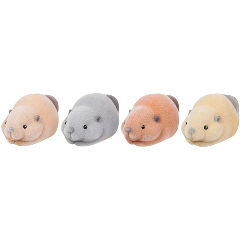 Gashapon Capsule Toys Cute Nutria Figurine Shell Flocking Beaver Kawaii Mouth Animal Figure Table Ornaments Kids Birthday Gifts