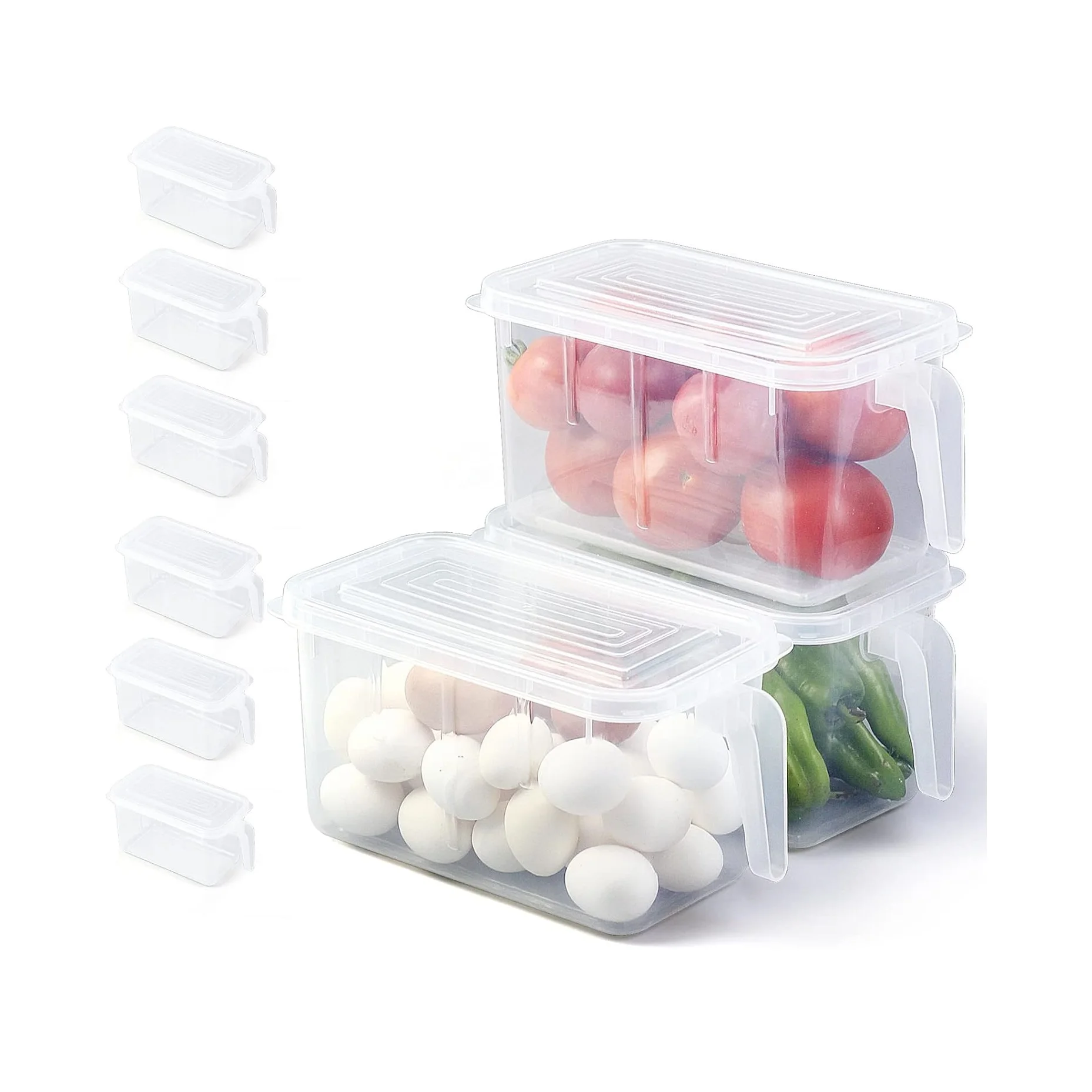 6pcs Refrigerator Organizer,Stackable Kitchen Food Storage Containers,Fruits and Vegetables,Freezer Safe Food Storage Boxes