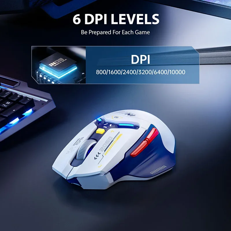 INPHIC IN9 Three-mode Wireless Gaming Mouse Rechargeable RGB lighting 10000DPI 6-button Programmable optical mouse For PC Ipad