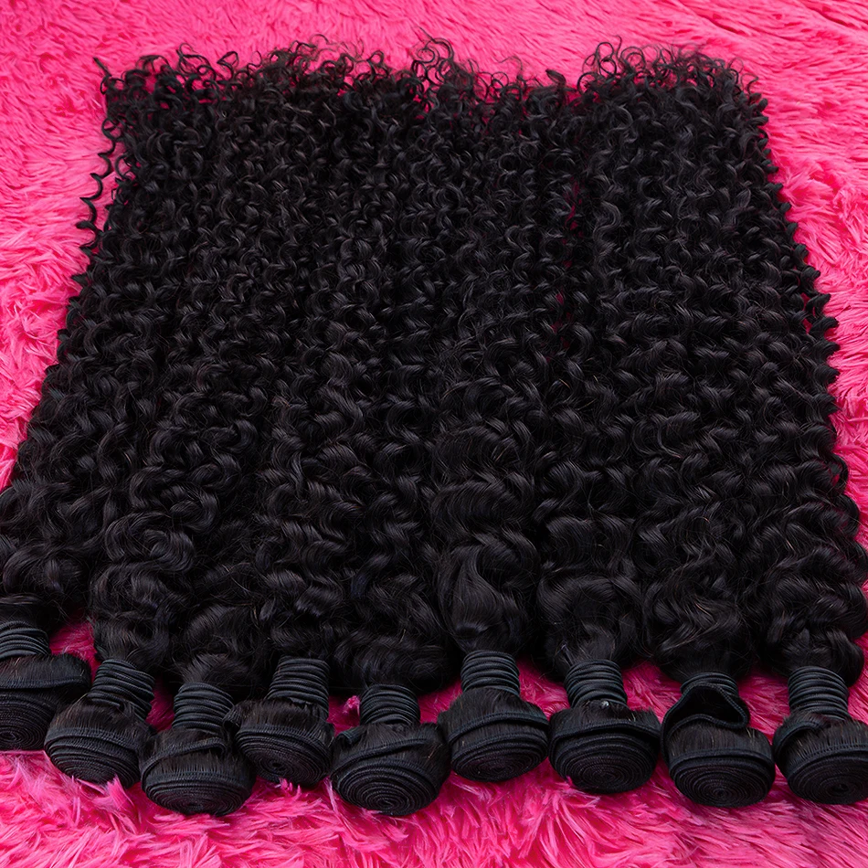 Curly Human Hair Bundles Hair Extensions For Women Natural Black Solid Color Raw Brazilian Braiding Deep Wave 100% Human Hair