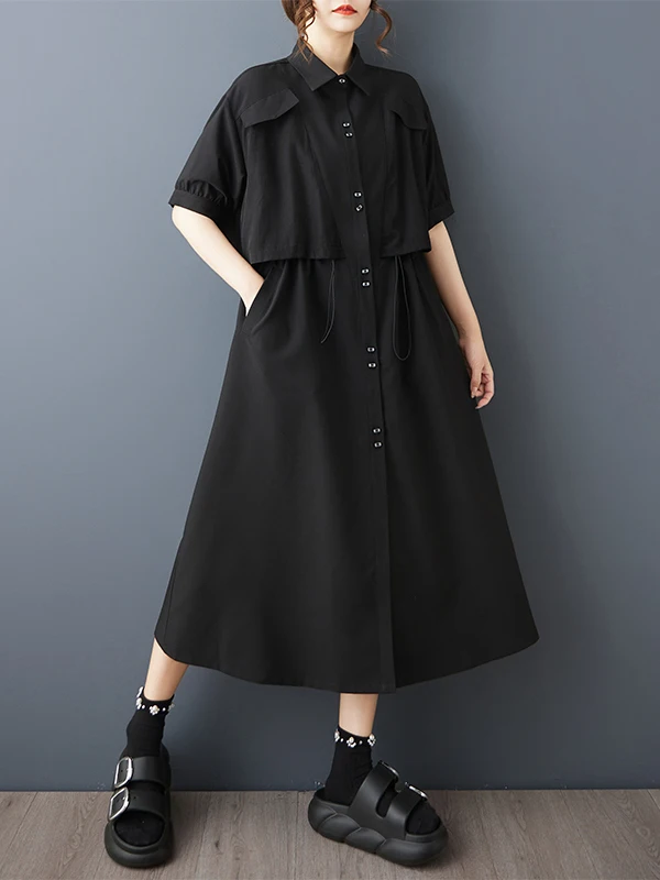 k Sle Long irt Dr Women's Faion Slimming High-End Large Size Spring Summer New Arrival Korean Sle Loose Waist