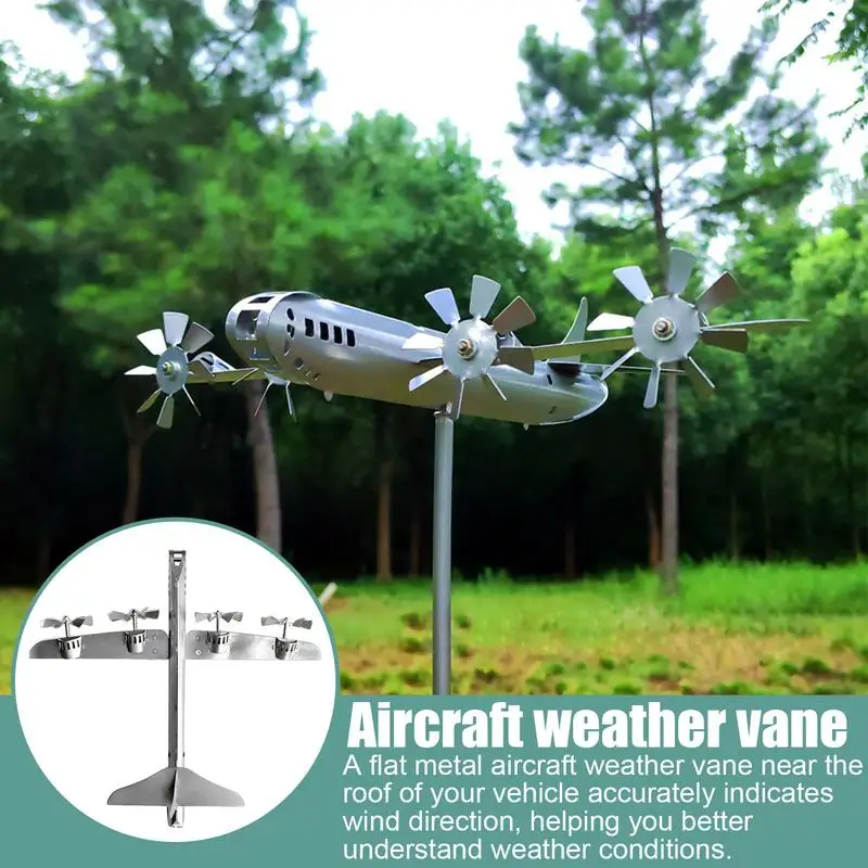 Aircraft Weather Vane Flat Metal Airplane Handmade Airplane Weathervanes Windmill Spinner Decor Outdoor Weathervanes Decor For