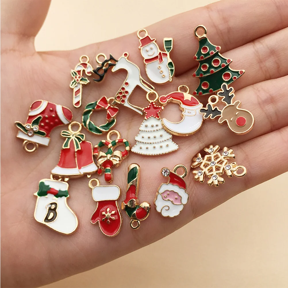

60Pcs Durable Alloy Pendant Set Drip Oil Christmas Design DIY Jewelry Accessories for Girlfriend Gift Red Alloy Pendant Charm