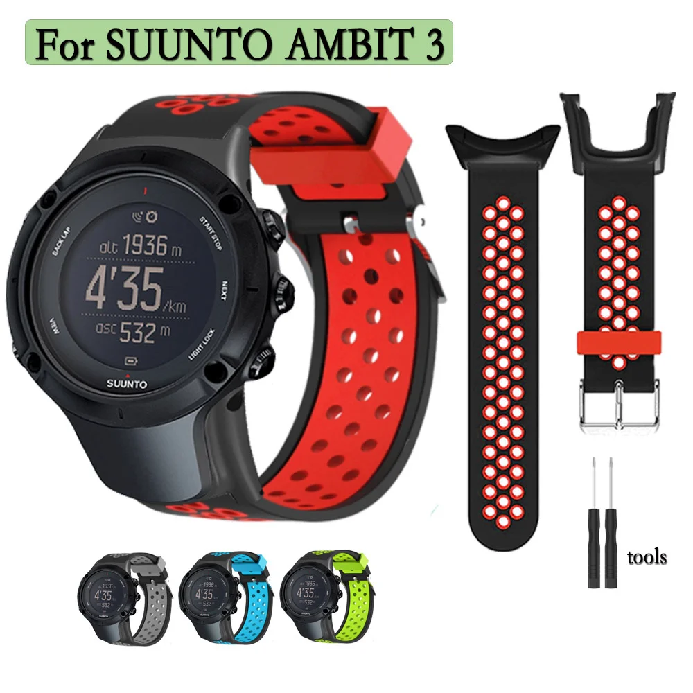 

Newest Strap For SUUNTO AMBIT 3 Silicone Watchband With Tools Adjustable Double Colors Wristband Replacement