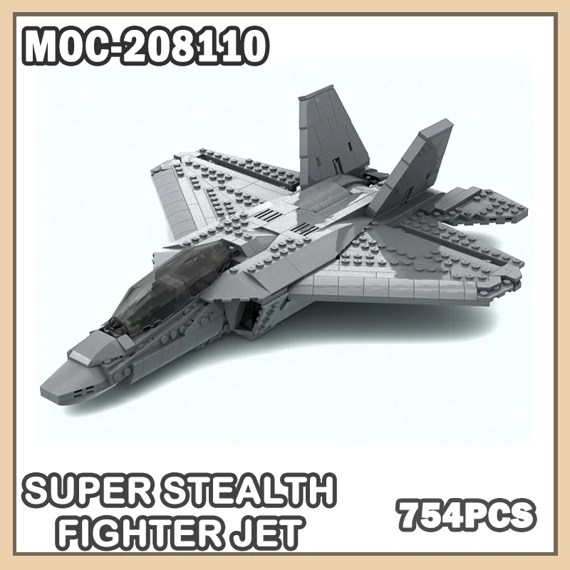

MOC-208110 Building Blocks Super Stealth Fighter Jet Brick Military Enthusiast Holiday Gifts Granule Assembly Originality 754PCS