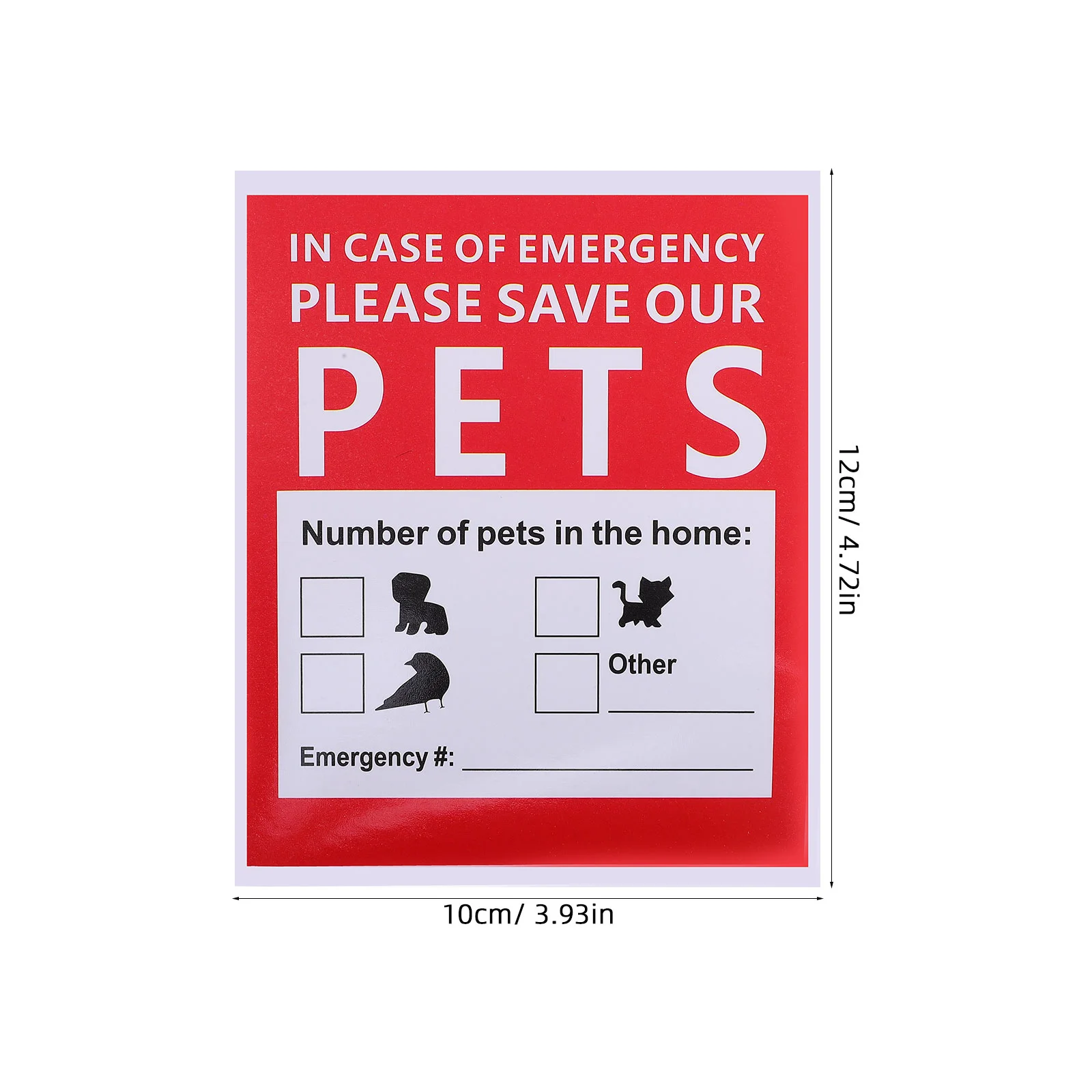 Red Fire Pets Rescue Adesivos, Window Finder Acessório, Decalque De Alerta De Segurança, 10 Folhas