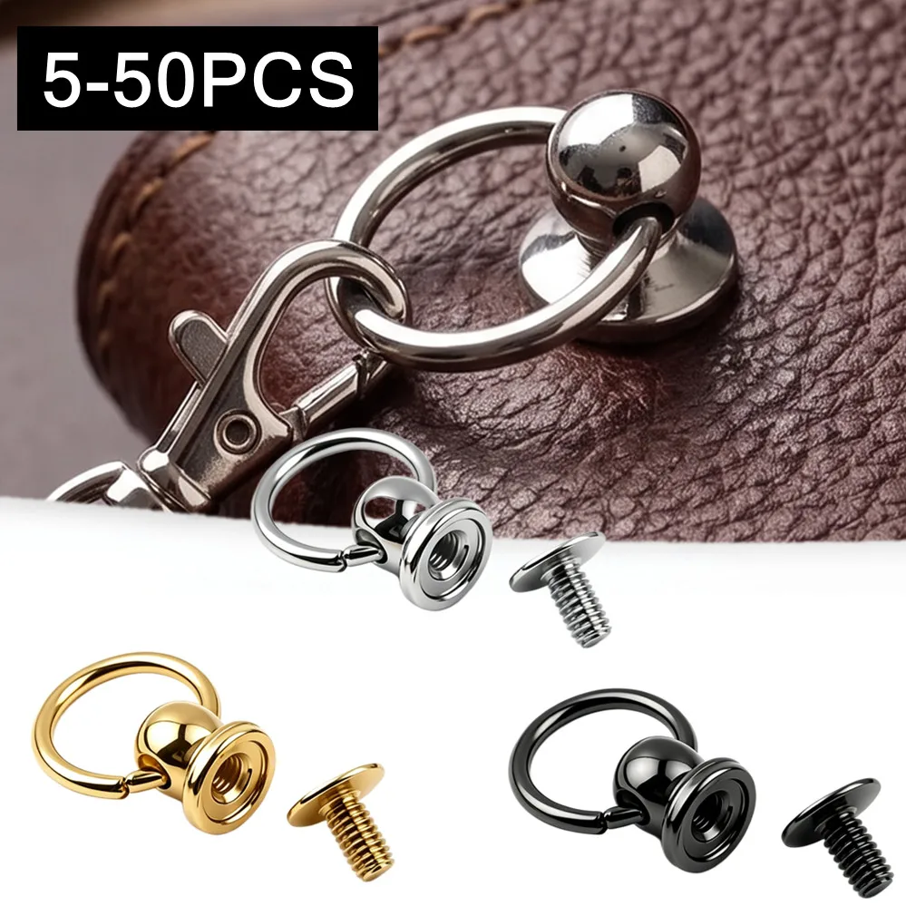 5-50pcs High Quality Zinc-alloy Ball Nail Screwback Screw Back Rivet Stud Spot with O Ring for Leather Bag Belt Phone Case