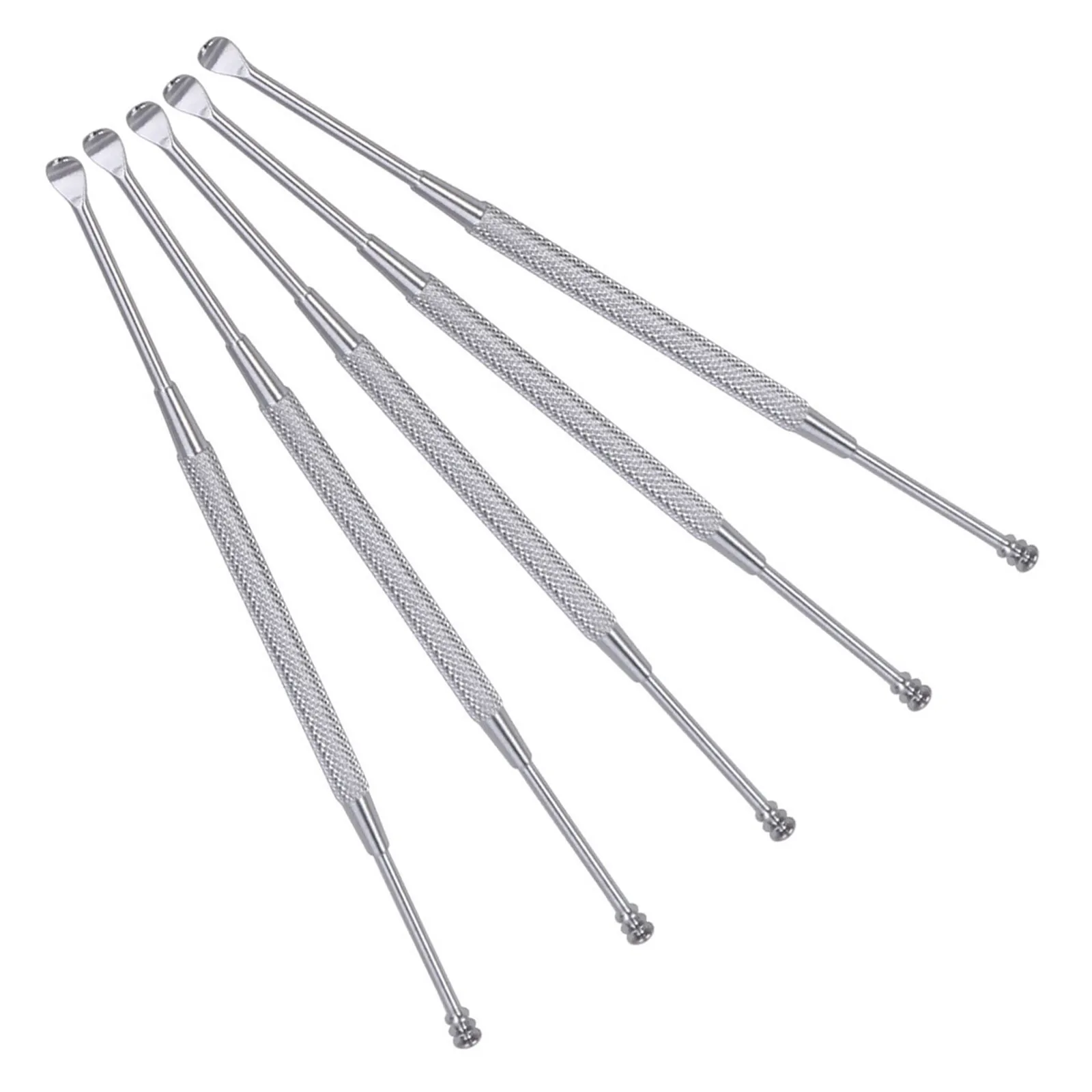 5Pcs Ear Wax Removal Double-Head Spiral Tool Stainless Steel Metal Ear Cleaner Spiral Tip Spoon Safe Effective Earwax Cleaning