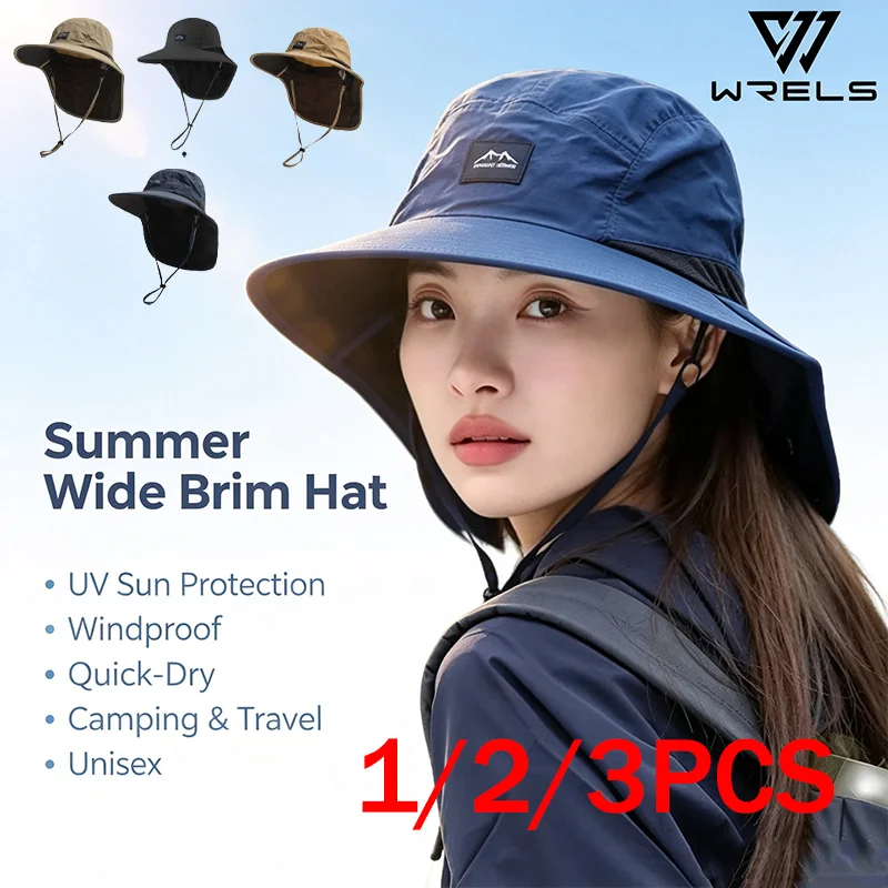 1/2/3 PCS Wide Brim Hat Windproof Quick-Dry Fisherman Hat Summer Men Women Anti-UV Sun Protection Camping Travel Bucket Hat