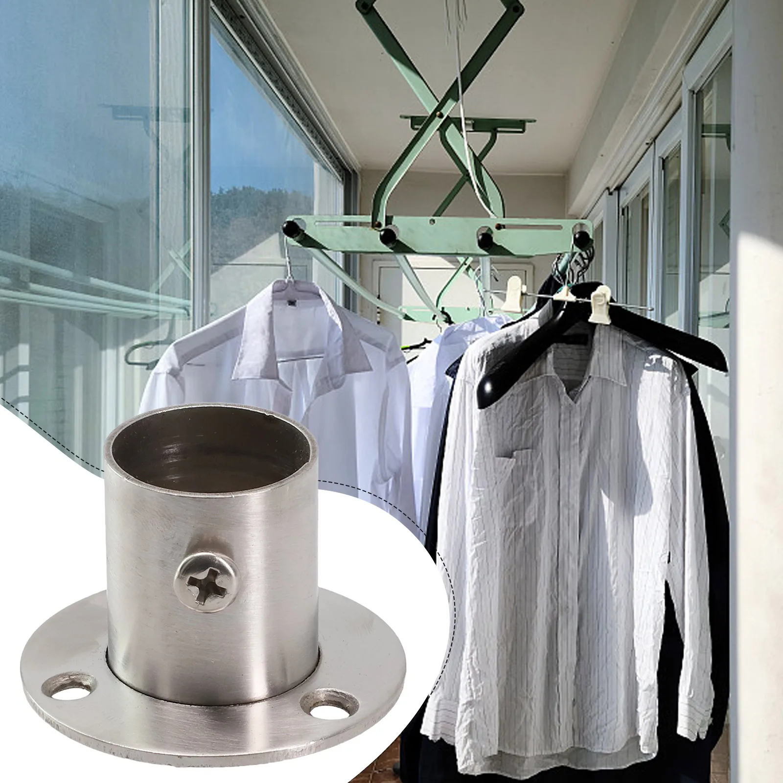 Efficient Closet Bar Stand Space Saving Stainless Steel Tube Support Suitable for Wardrobe Rails and Display Racks