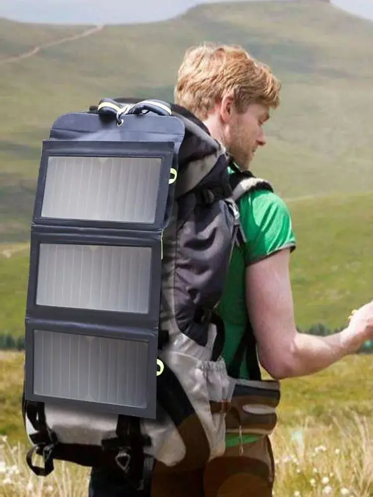 ALLPOWERS faltbares Solarpanel, 5 V, 21 W, tragbares Solarladegerät, wasserdichte Solarbatterie für Mobiltelefone, Outdoor, Camping, Wandern, Wohnmobil