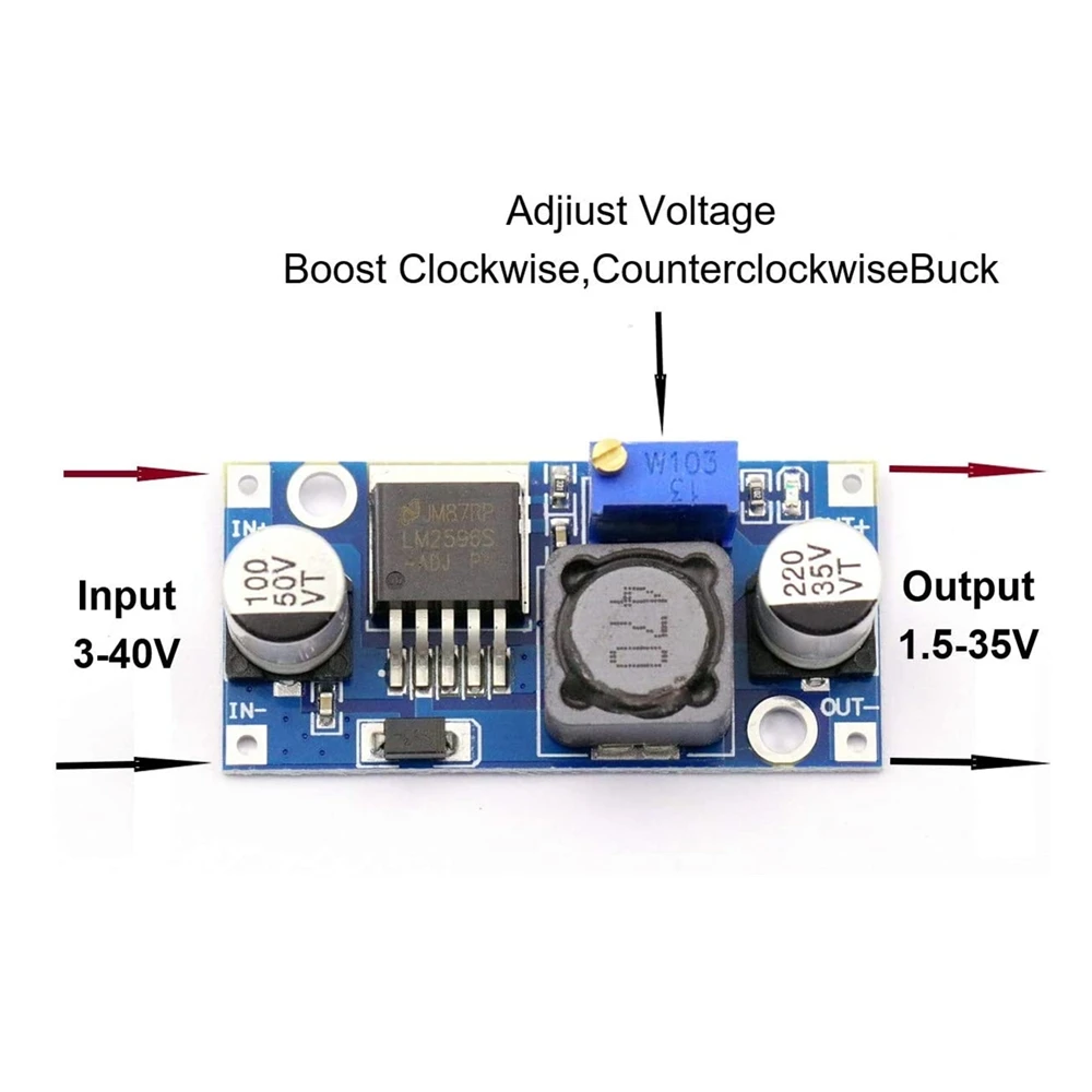 5Pcs LM2596s DC-DC Step-Down Power Supply Module 3A Adjustable Step-down Module LM2596 Voltage Regulator 24V 12V 5V 3V Wholesale